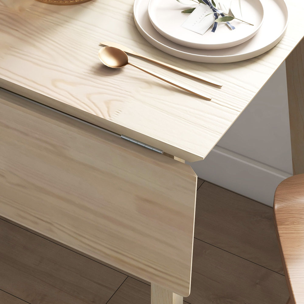 HOMCOM 4 Seater Natural Folding Drop Leaf Dining Table Image 3