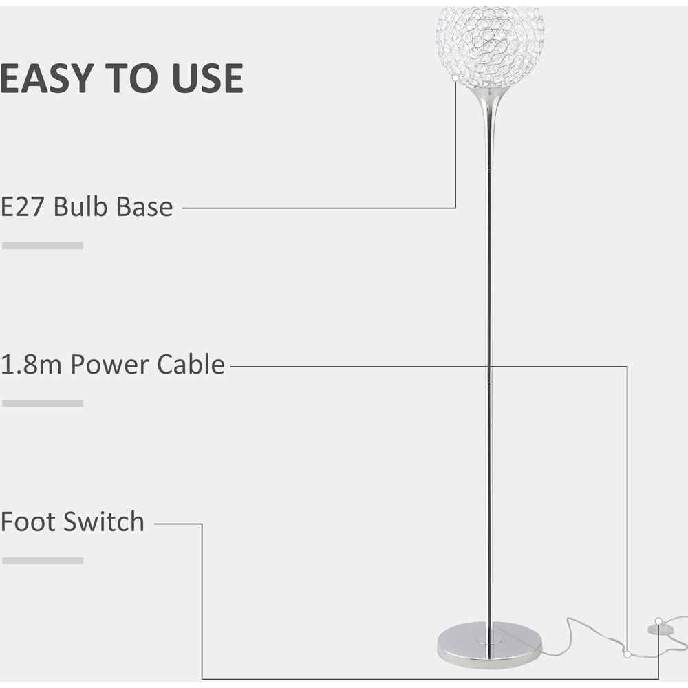 Portland Silver K9 Crystal Floor Lamp Image 6