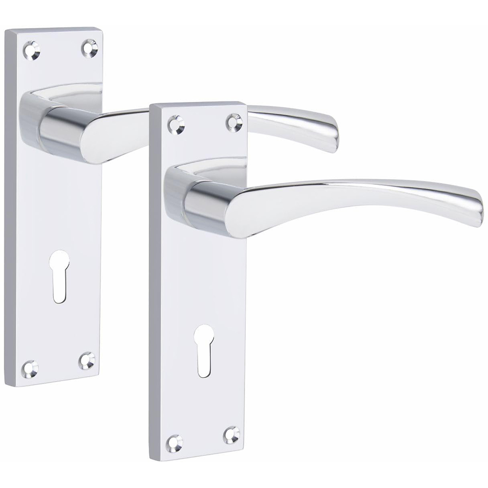 Golden Grace Polished Chrome Victorian Scroll Astrid 3 Lever Lock Door Handle with Hinge Image 2