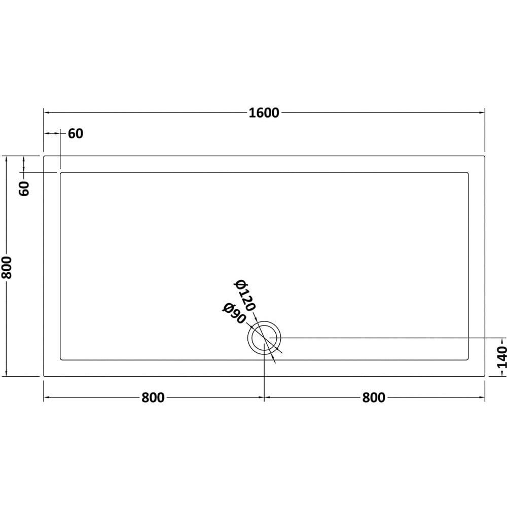 nuie Slate Grey Rectangular Shower Tray 1600 x 800mm Image 2