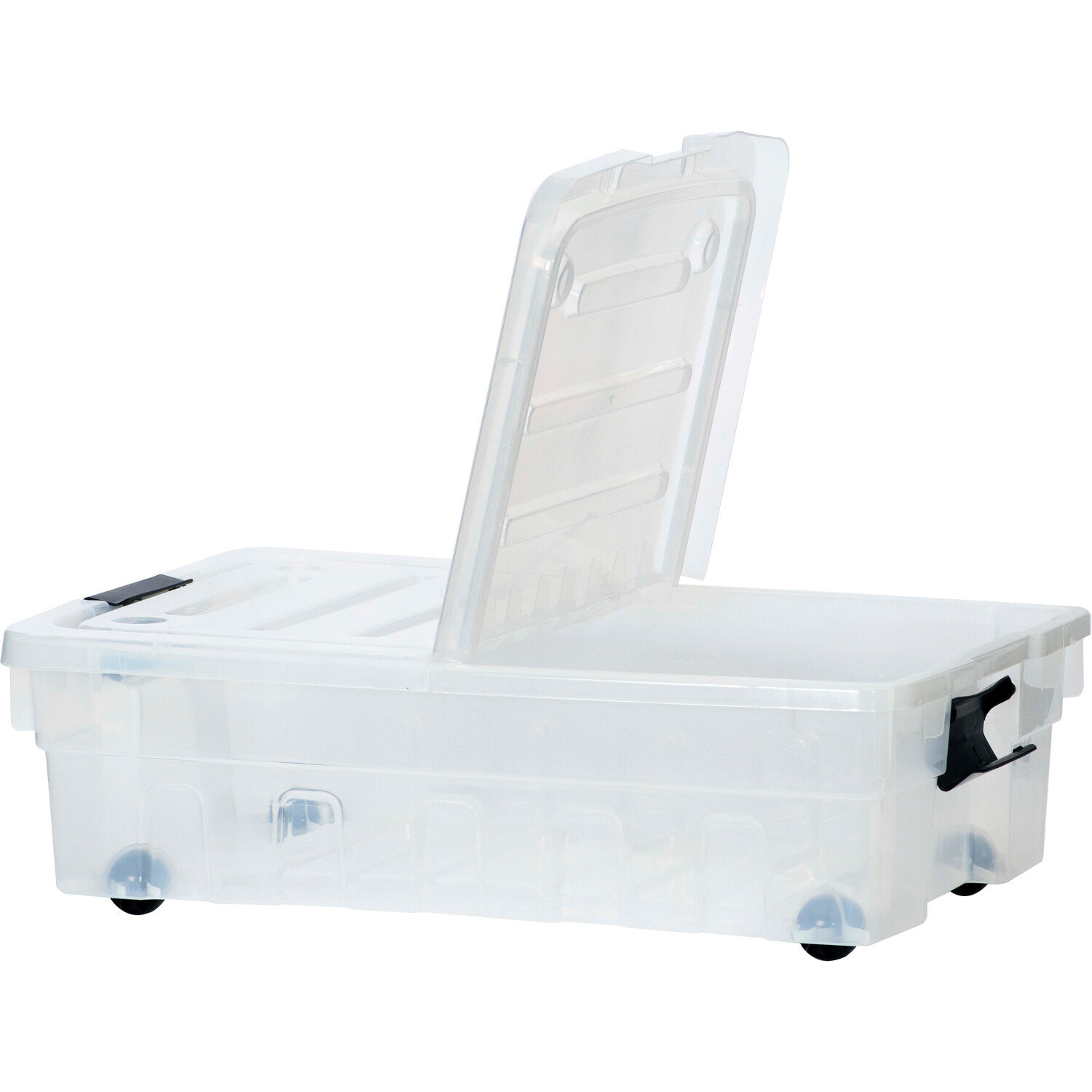 Grey Clip Storage Box with Wheels - Transparent Image 2