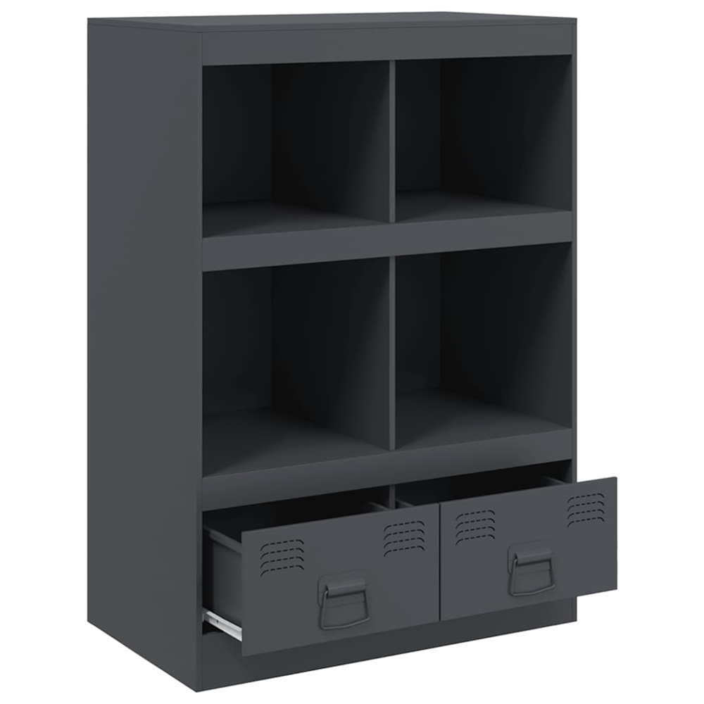 vidaXL 2 Drawer 4 Shelf Anthracite Cold-Rolled Steel Highboard Image 3