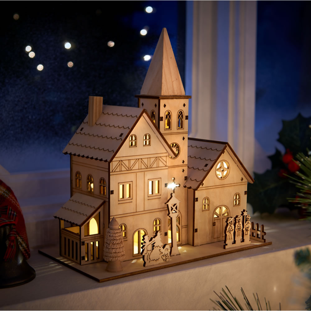 Wilko Alpine Home Light Up Church Decoration Image 1