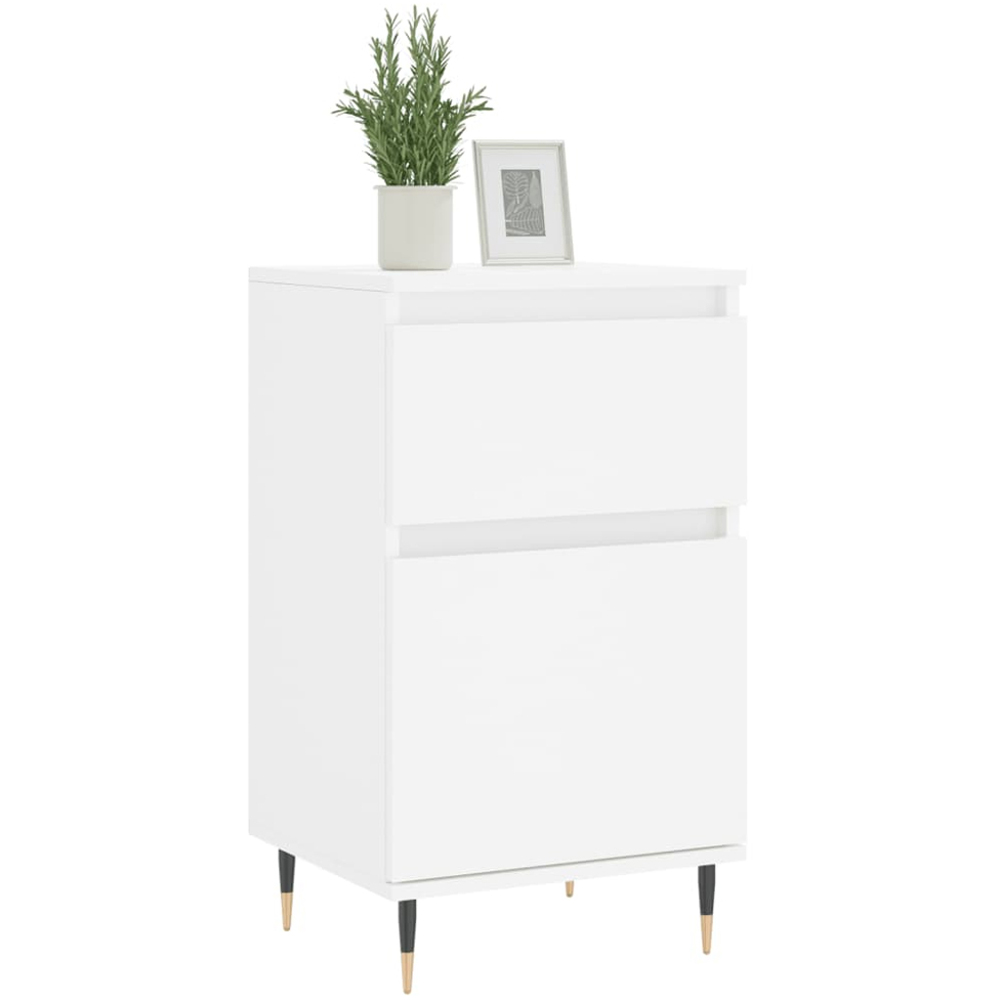 vidaXL Single Door Single Drawer White Sideboard Set of 2 Image 3