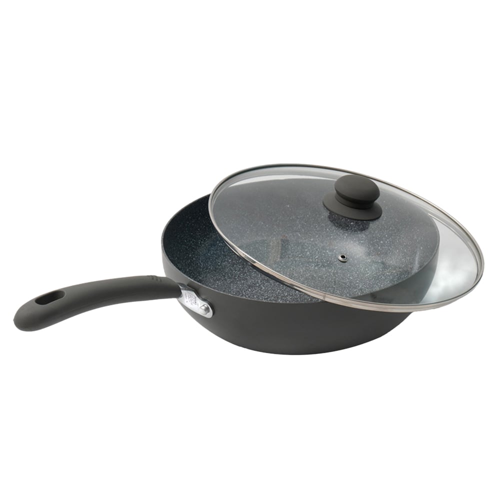 Durastone 28cm Non Stick Aluminium Wok with Lid Image 1