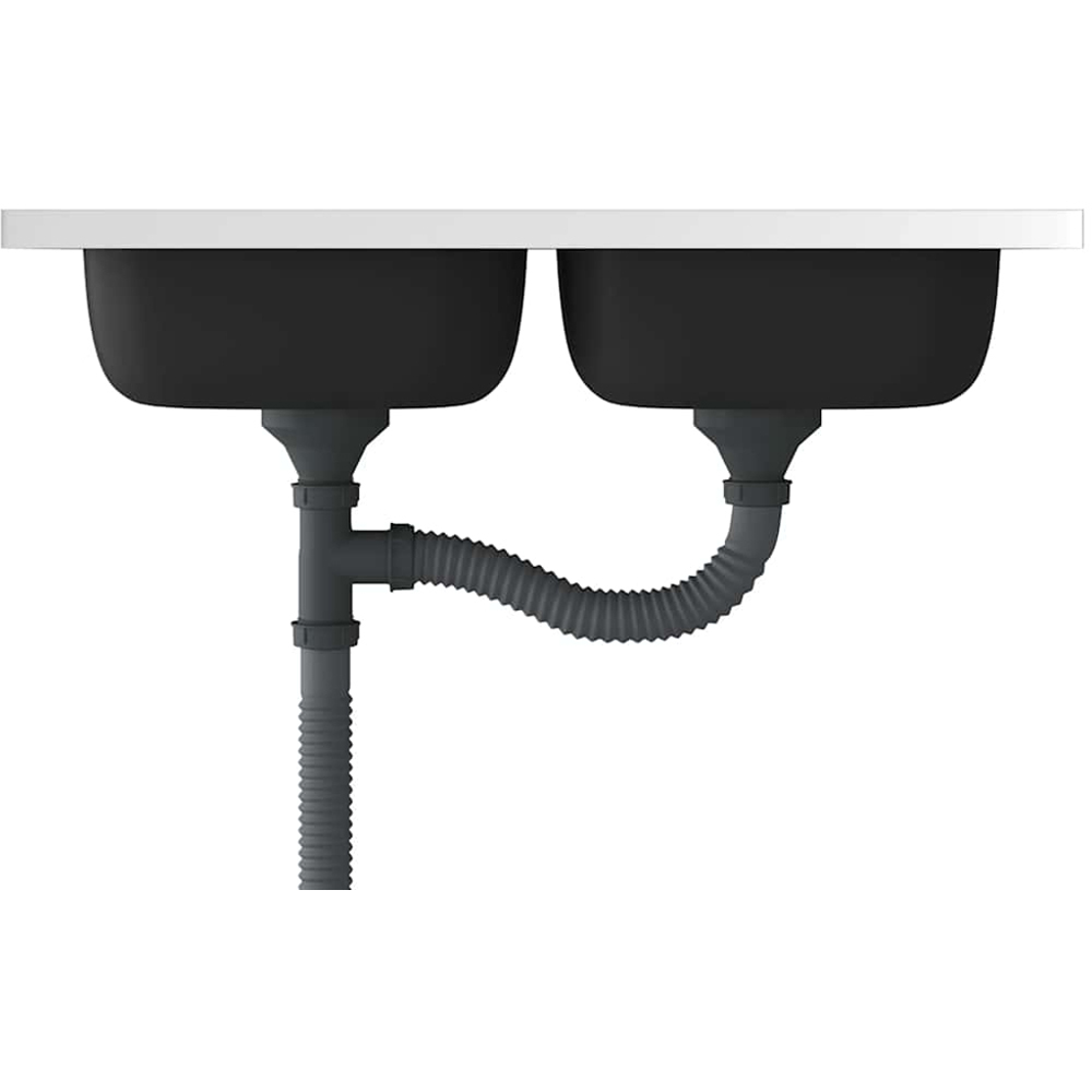 vidaXL Silver Stainless Steel Kitchen Sink with Double Basin and Drainer Set 800 x 500 x 155mm Image 4