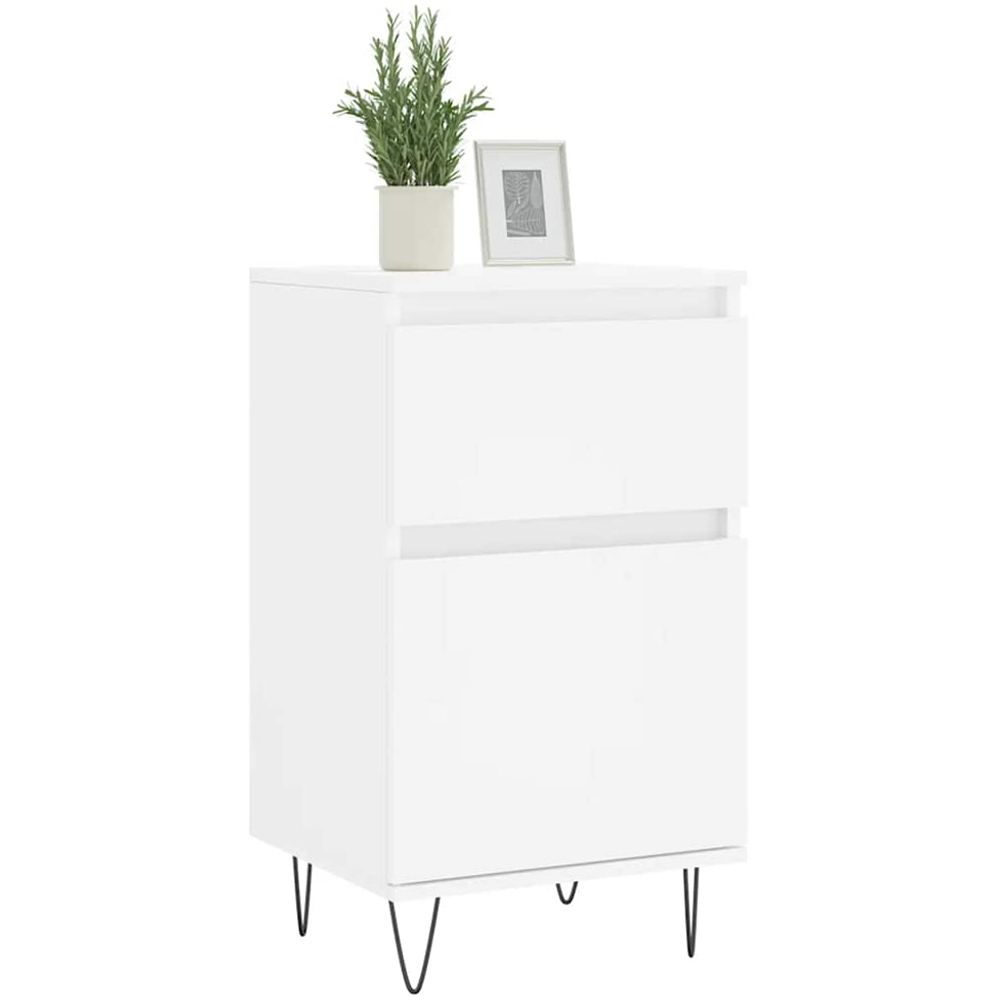 vidaXL Single Door Single Drawer White Sideboard Set of 2 Image 3