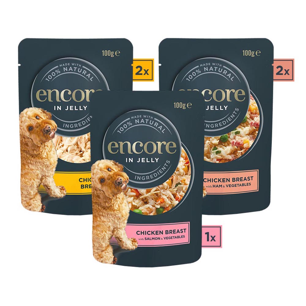 Encore Chicken Selection in Jelly Dog Pouch 5 x 100g Image 3