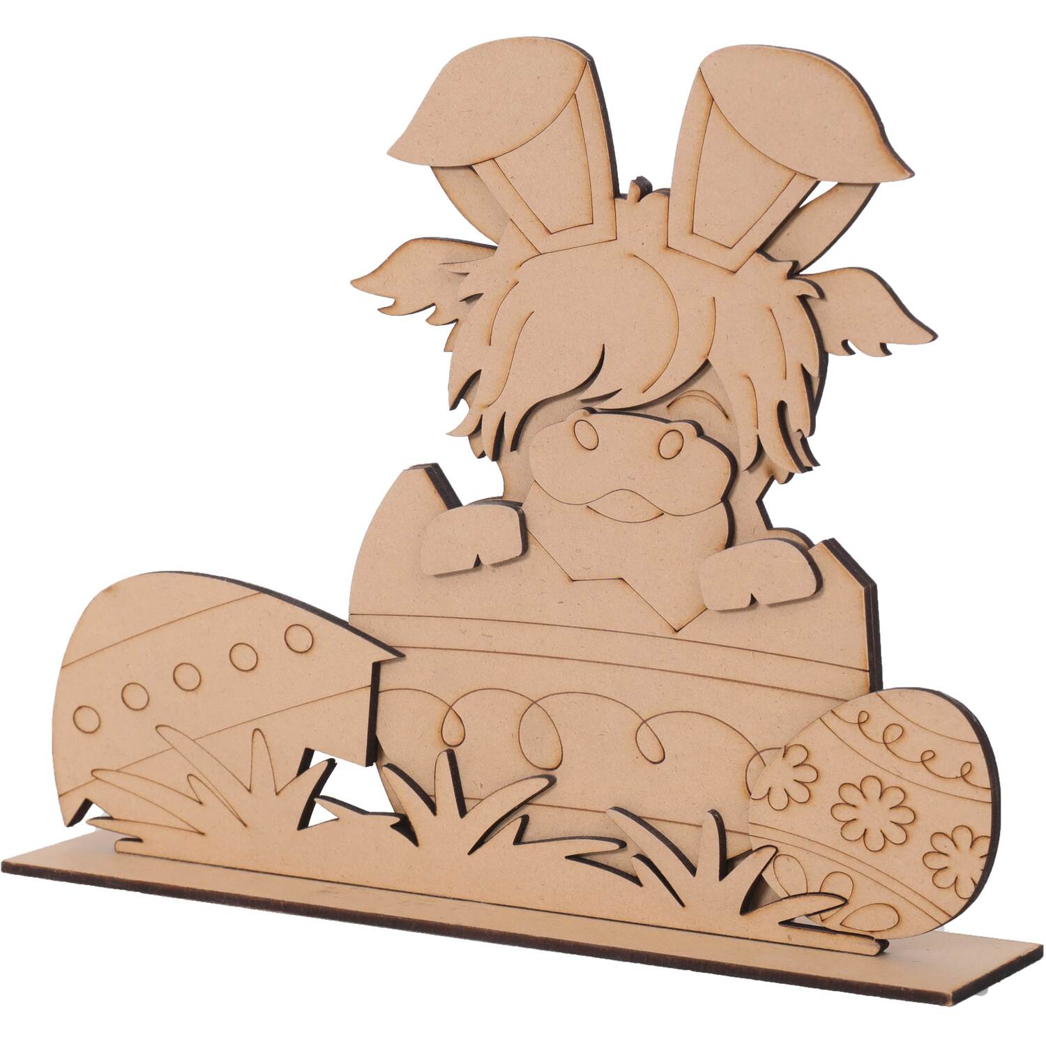 Wooden Easter Highland Cow Natural Image 2