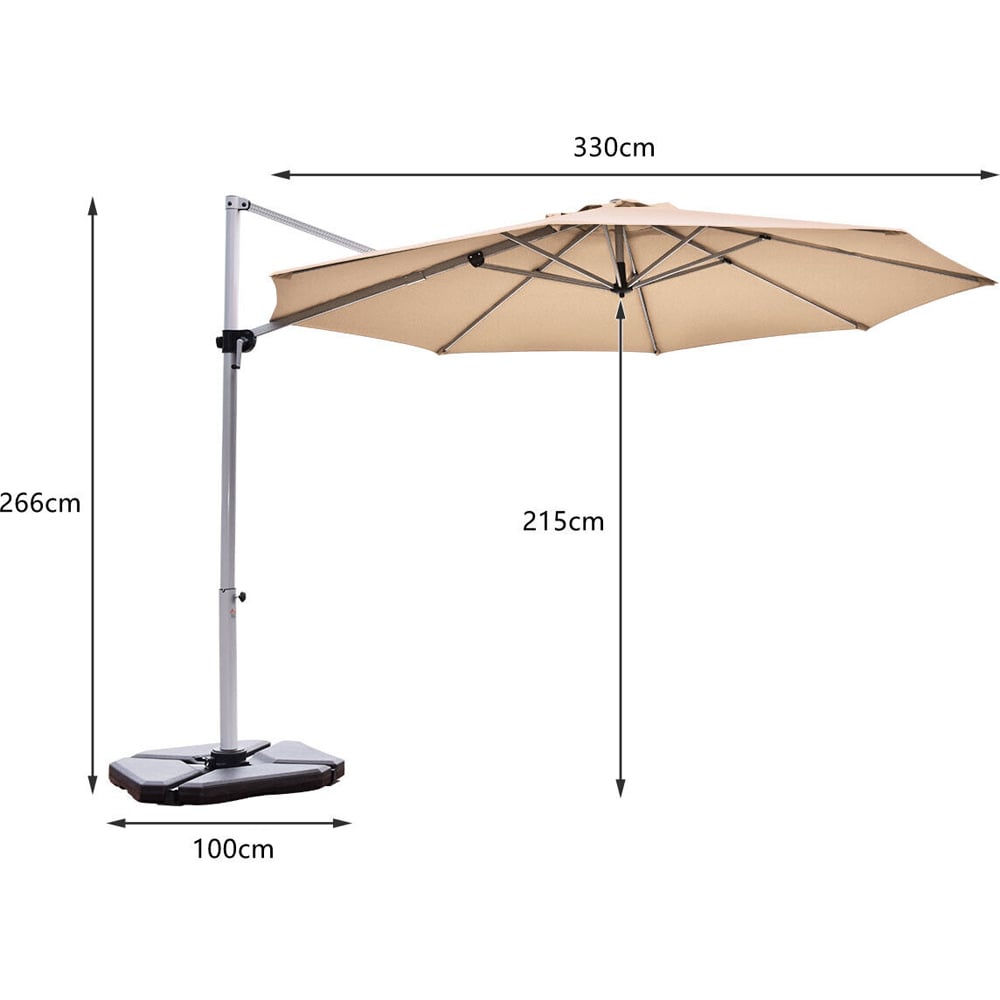 Costway Beige Crank and Tilt Cantilever Parasol 3.3m Image 9
