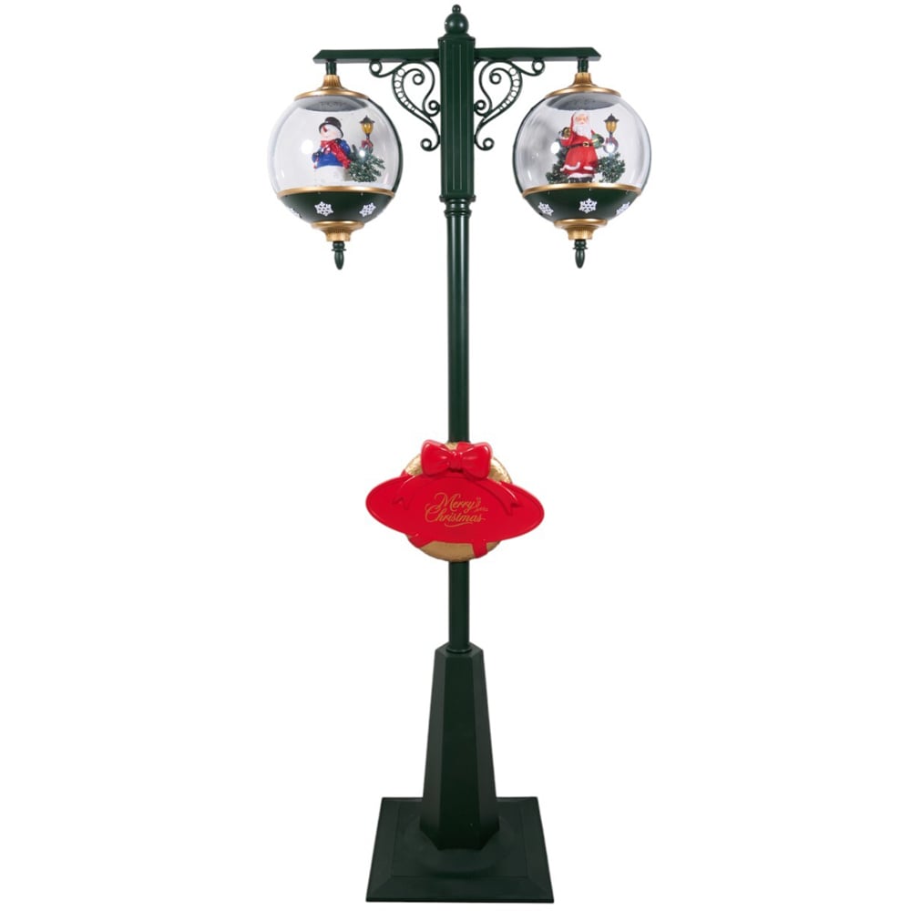 Christmas LED Snowing Musical Lantern - Green Image 1