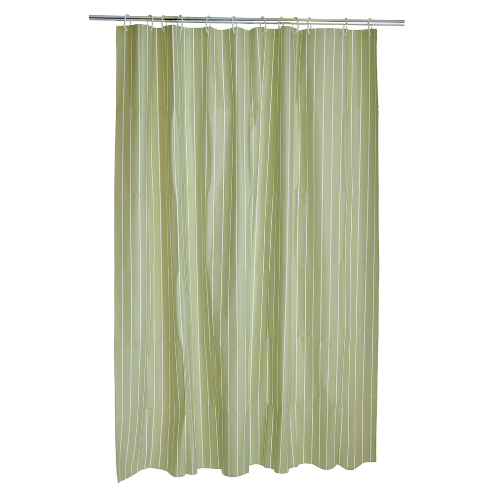 Wilko Sage Green Pin Stripe Shower Curtain 180 x 180cm Wilko
