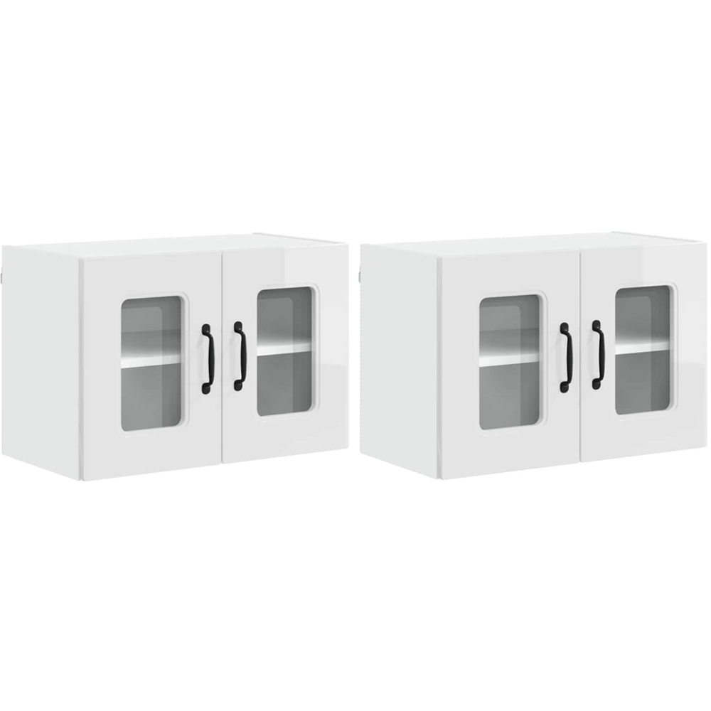 vidaXL Kalmar 2 Door High Gloss White Wall Kitchen Cabinet 2 Pack Image 8