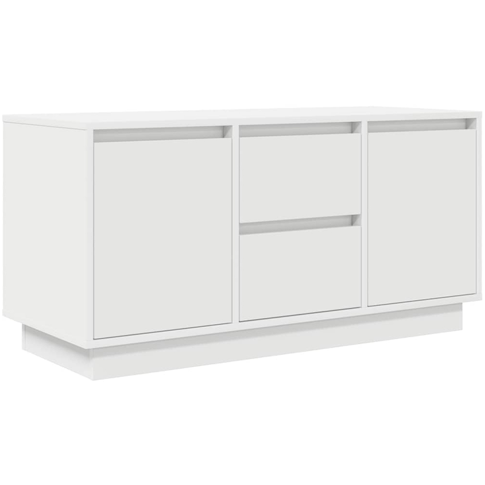 vidaXL 2 Door 2 Drawer White TV Cabinet with LED Lights Image 3