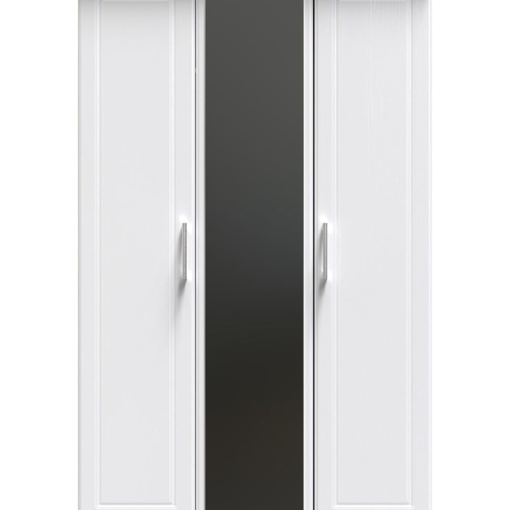 Crowndale Kent Ready Assembled 3 Door White Ash and Modern Oak Mirrored Wardrobe Image 3