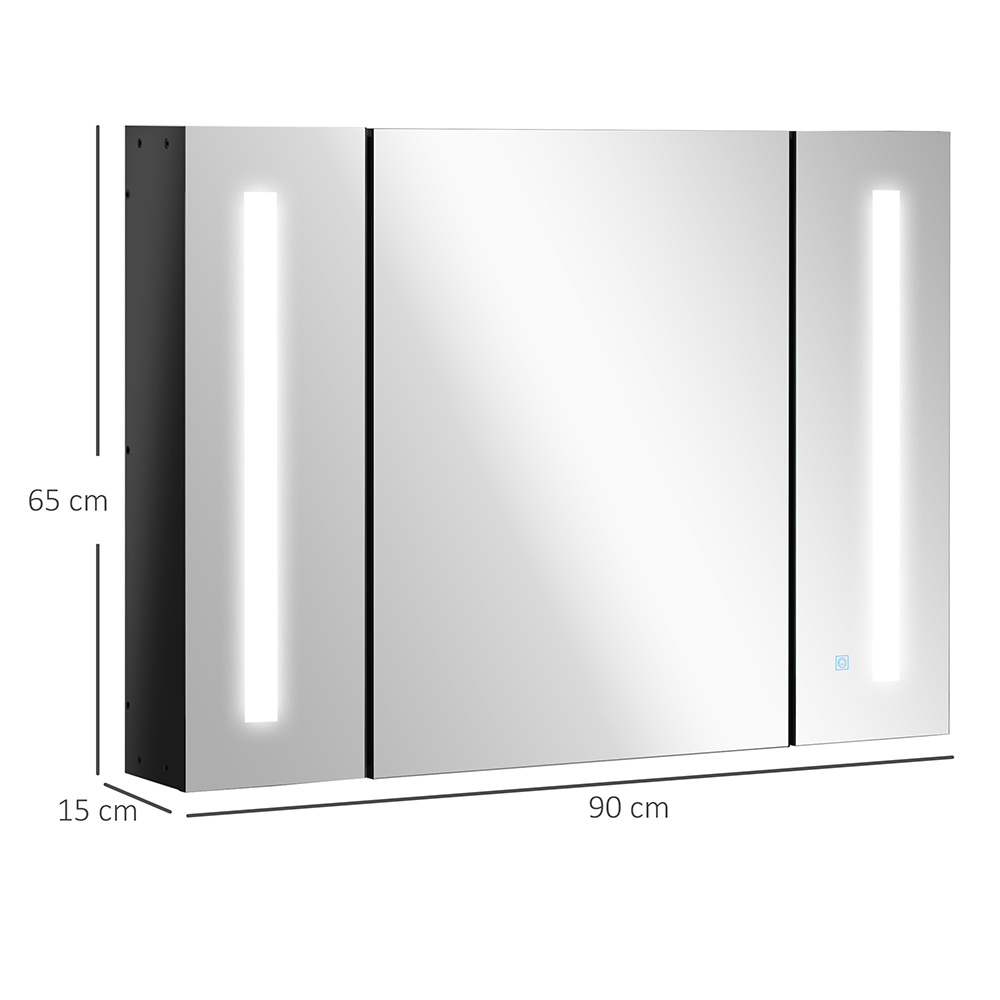 Kleankin Natural 2 Side LED Mirror Bathroom Cabinet Image 3