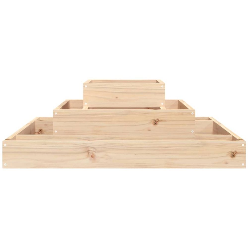vidaXL 3-Tier Natural Solid Pine Wood Garden Planter 80 x 80 x 27cm Image 2