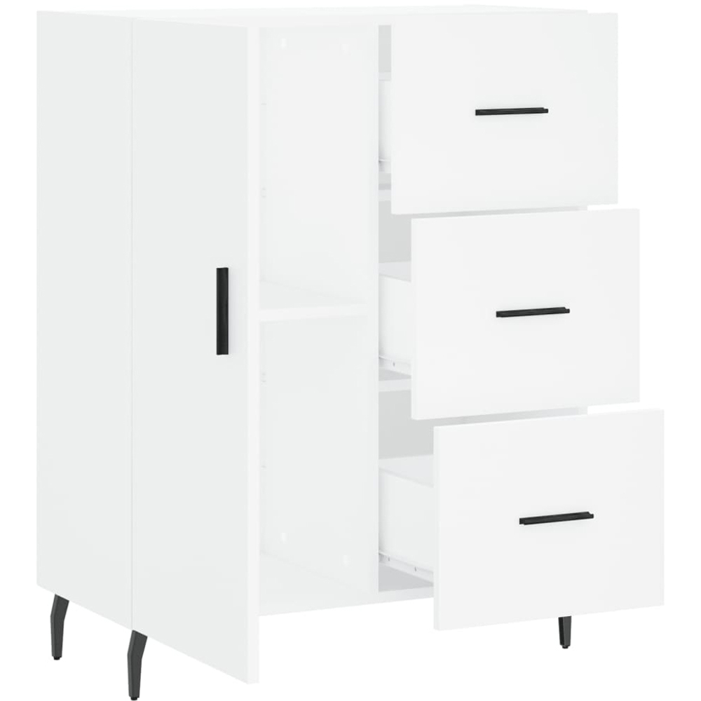 vidaXL Single Door 3 Drawer White Sideboard Image 6