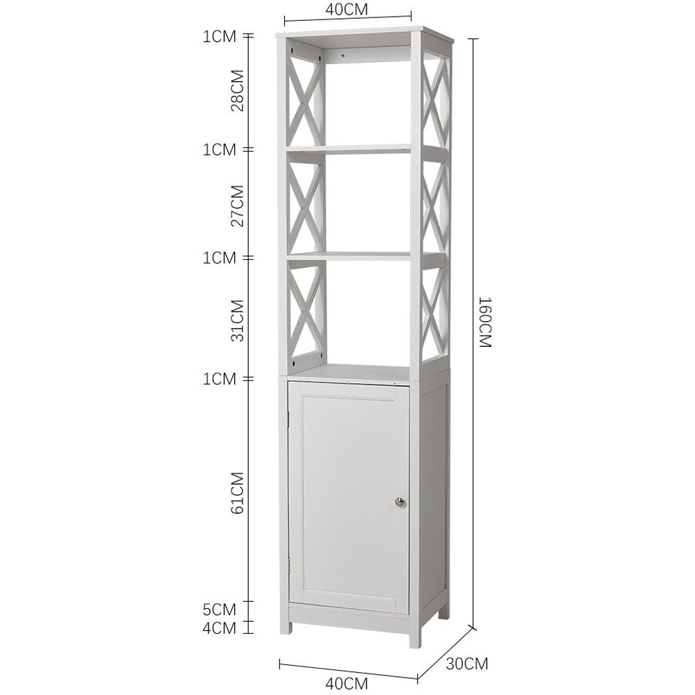 H&O Direct Single Door X Frame Wooden Bathroom Tall Cabinet Image 6