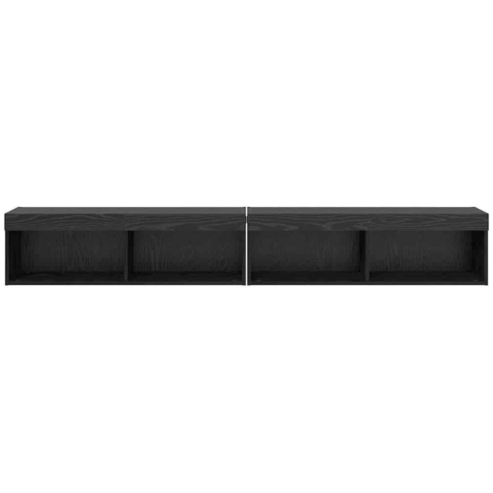 vidaXL 2 Shelf Black Oak TV Cabinet with LED Lights Set of 2 Image 7