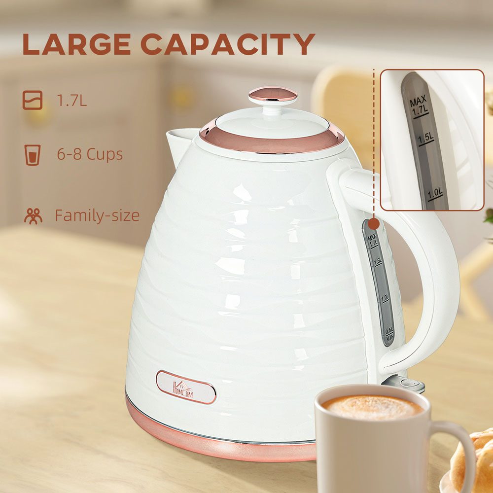 HOMCOM 800-207V70CW White Ripple 1.7L Electric Kettle 3kW Image 6