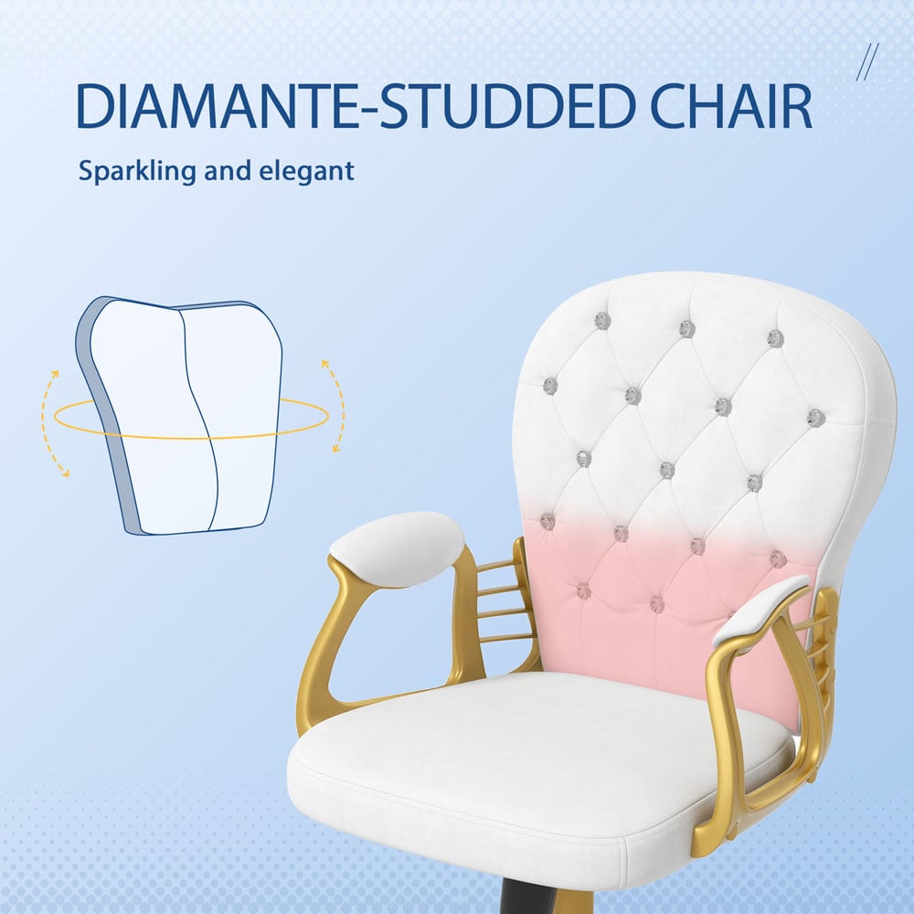 Portland White Button Tufted Office Chair with Swivel Wheels Image 6