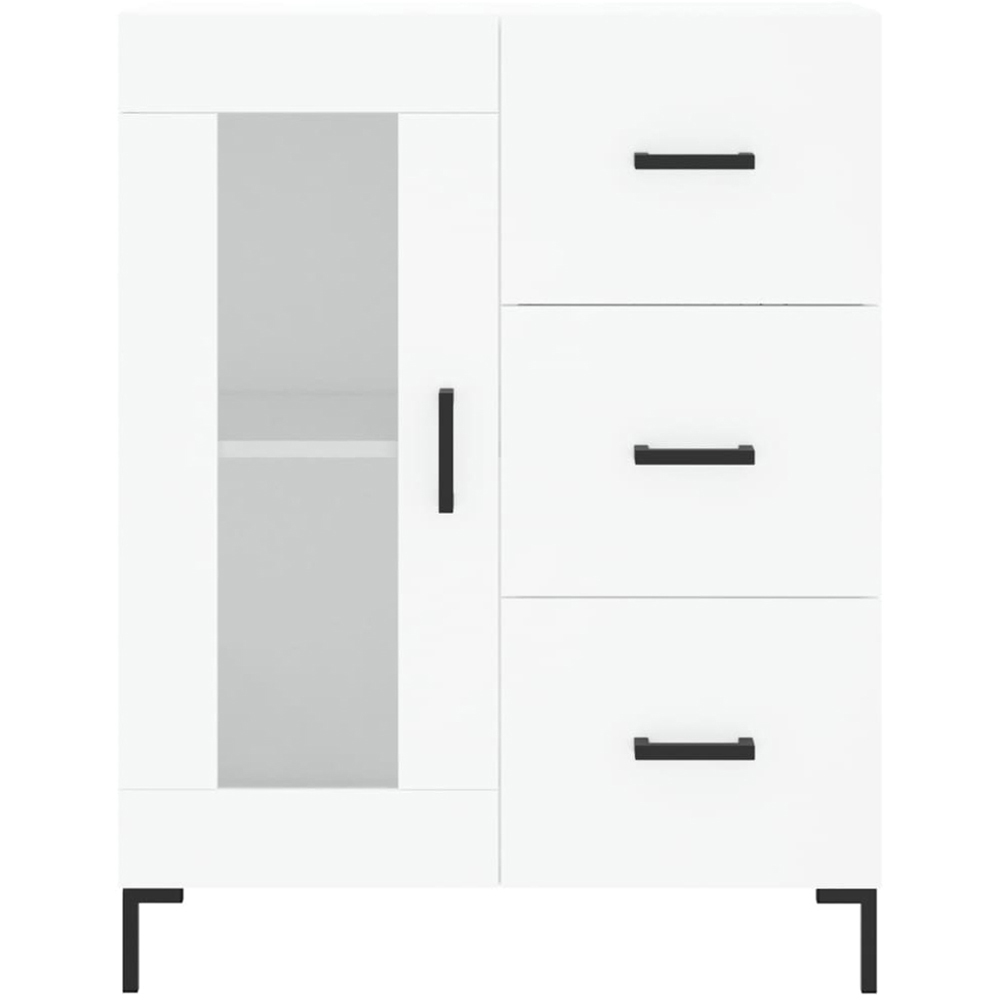 vidaXL Single Glass Door 3 Drawer 3 Shelf White Highboard Image 8