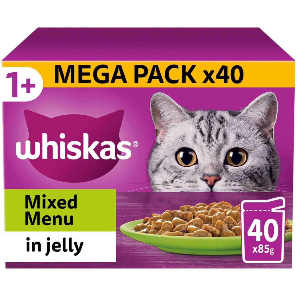 Whiskas 1+ Mixed Menu in Jelly Wet Adult Cat Food 85g 40 Pack Image 1