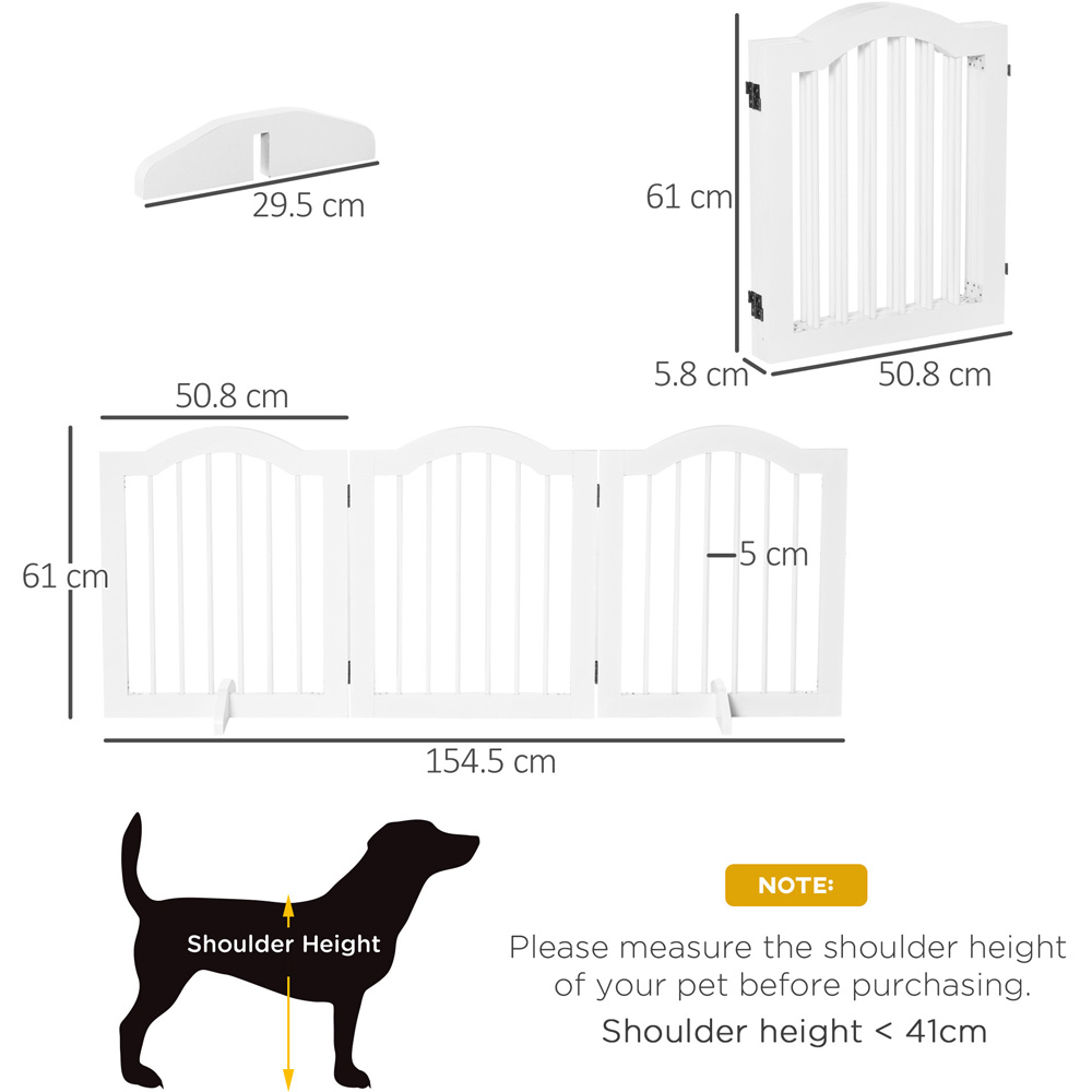 PawHut White 3 Panel Freestanding Pet Safety Gate with Support Feet Image 8