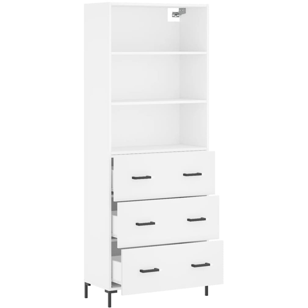 vidaXL 3 Drawer 3 Shelf White Highboard Image 4