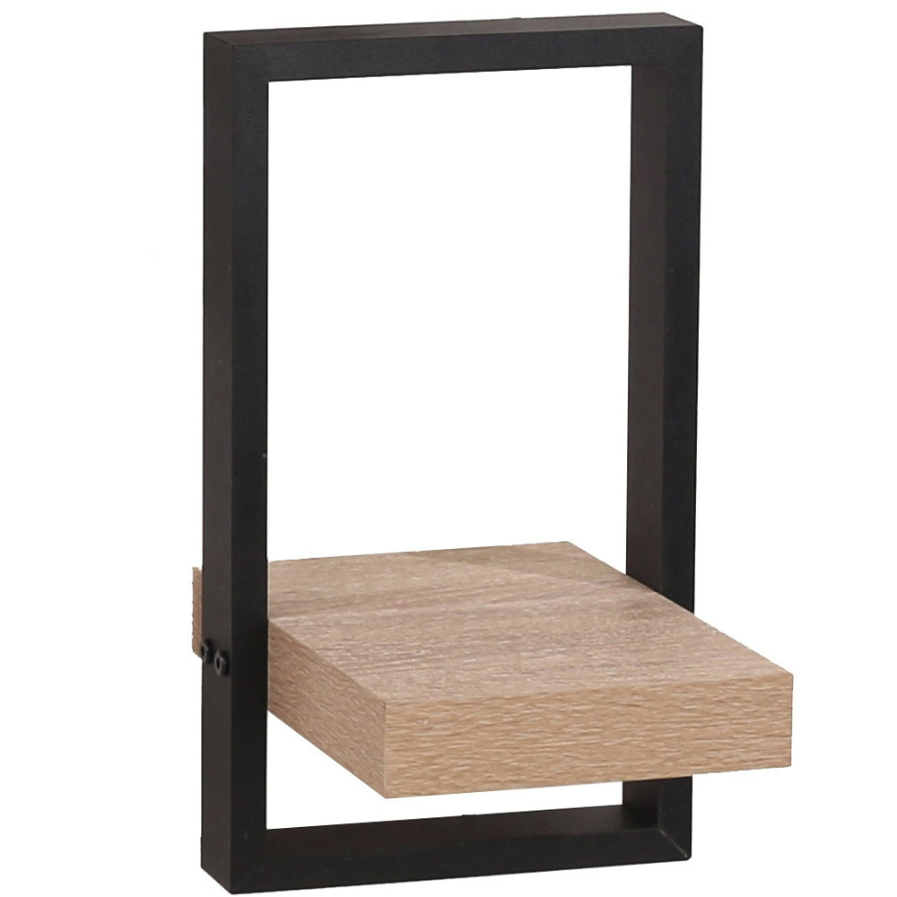 Core Products Nova 20cm Oak and Black Framed Floating Shelf Kit Image 3