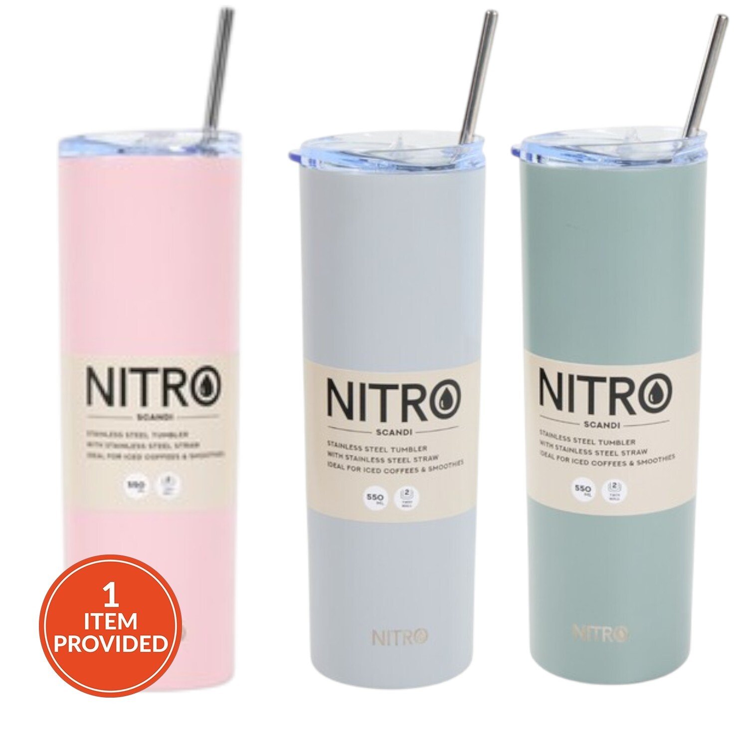 Nitro Scandi Stainless Steel Tumbler with Straw Image 1