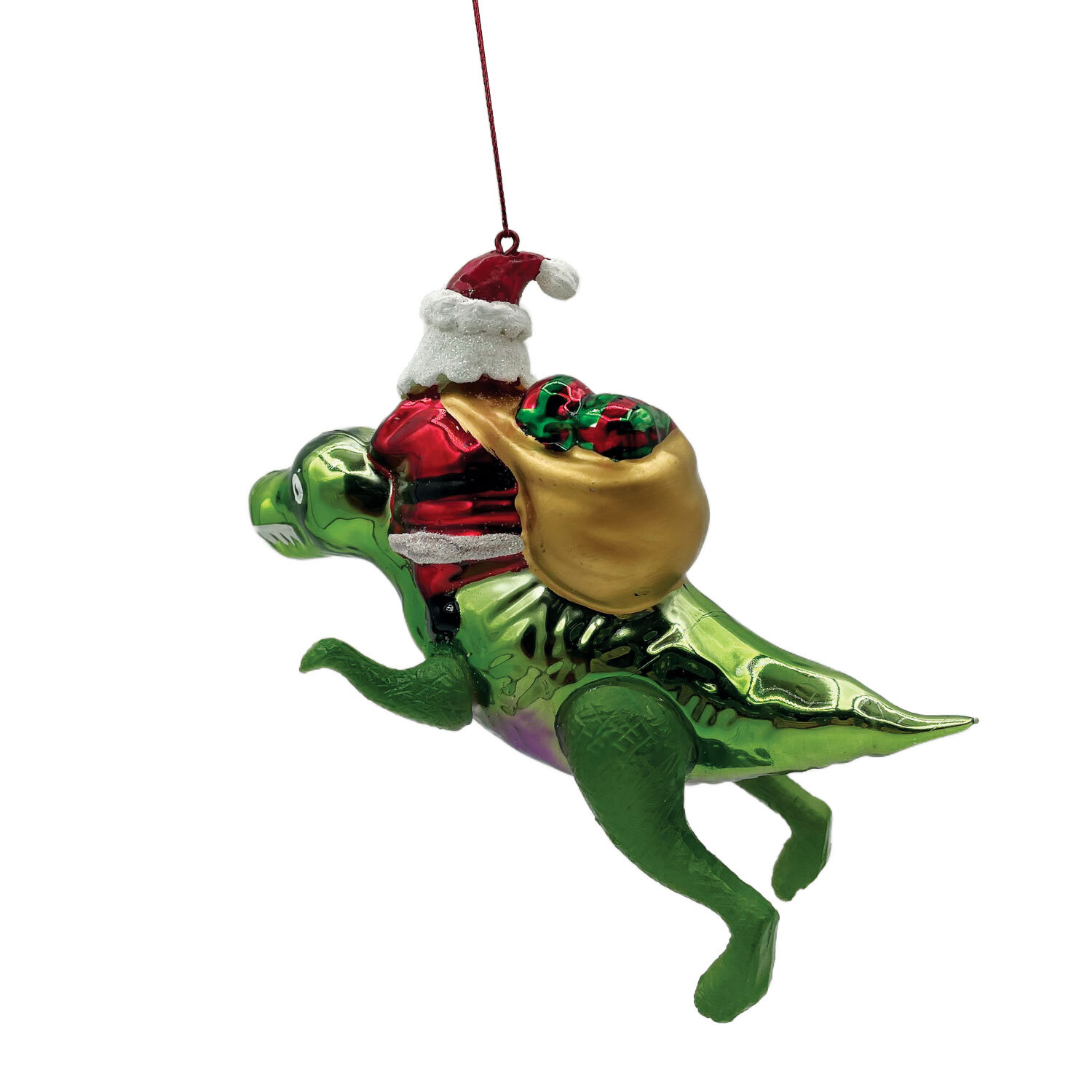 Around The World Hanging Santa Dinosaur Decoration Ornament Image 3