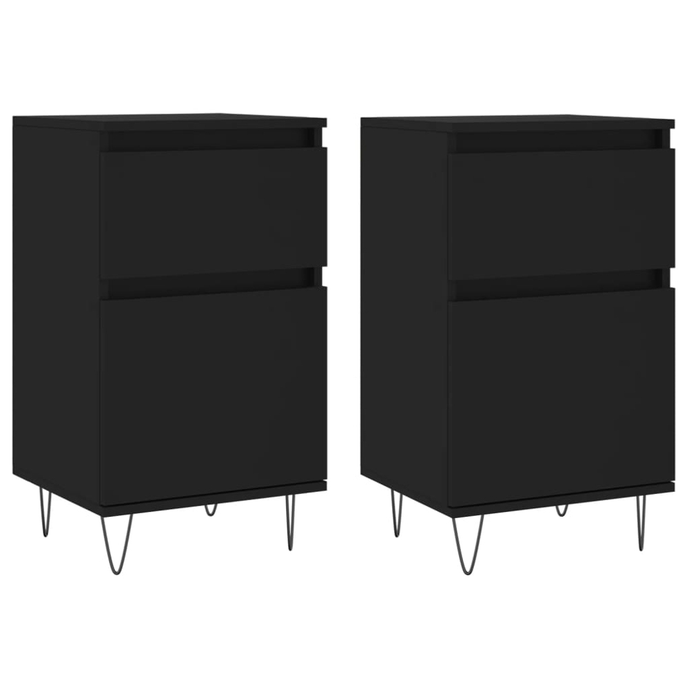 vidaXL Single Door Single Drawer Black Wooden Sideboard Image 2