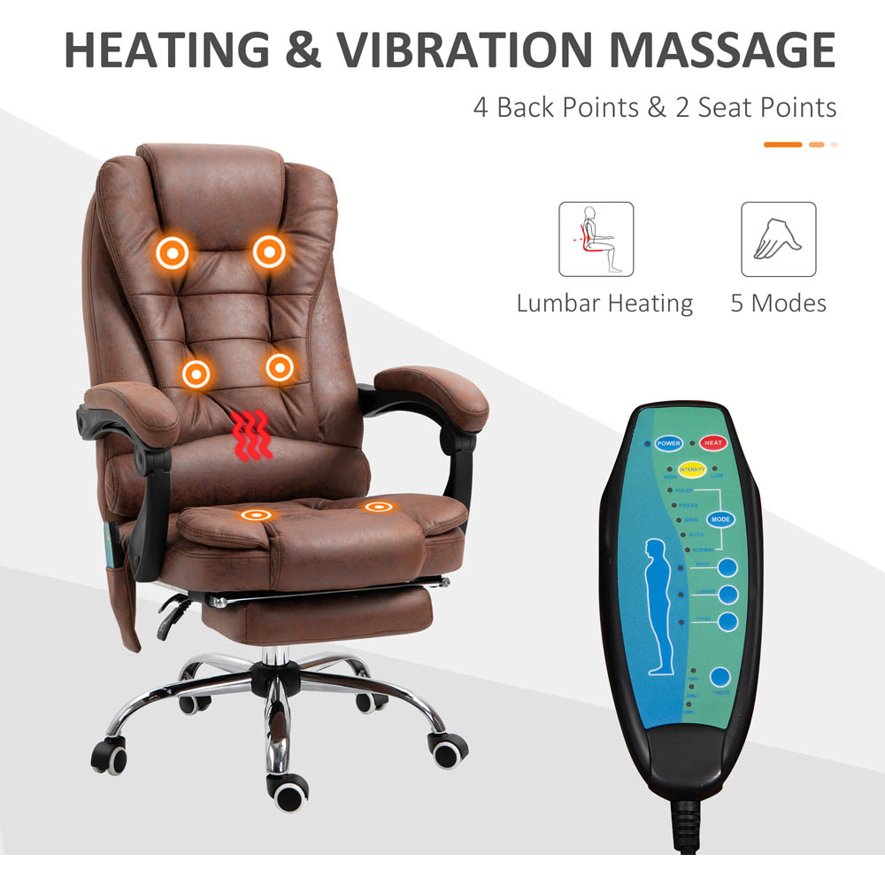 Portland Brown Microfiber Swivel Vibration Massage Office Chair Image 4