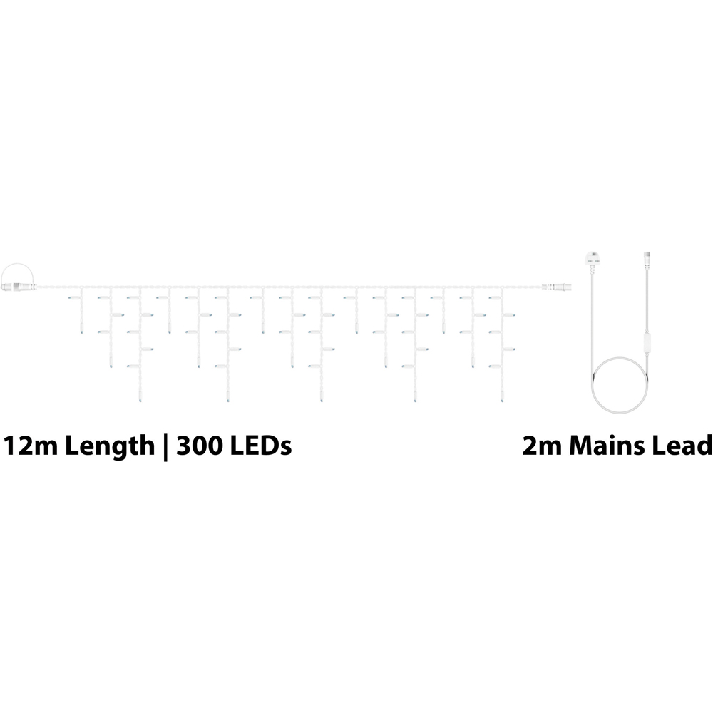Eagle Connect 300 Warm White LED White Icicle Light 12m Image 8