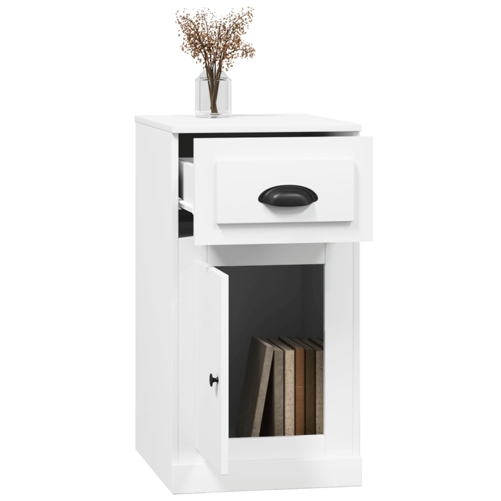 vidaXL Single Door Single Drawer White Side Cabinet Image 5