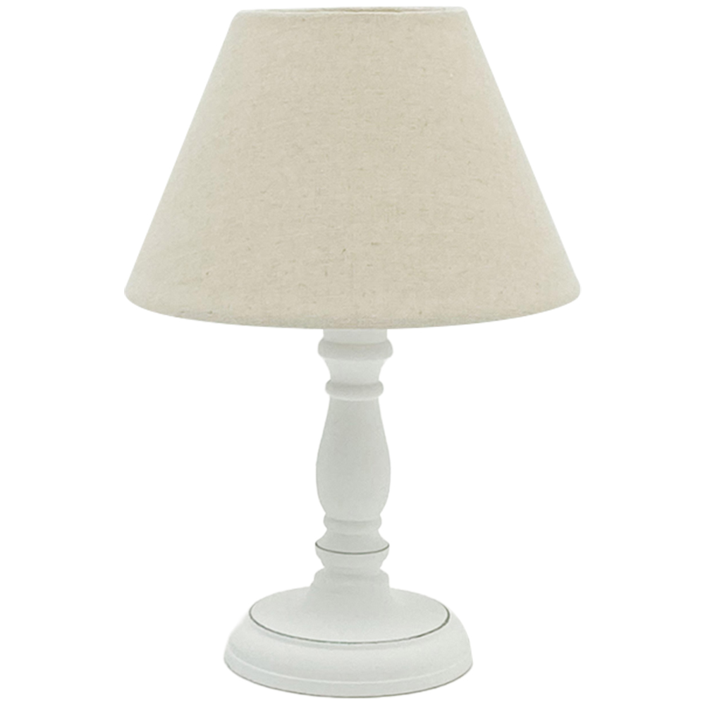 Acacia Home Cream Linen Shade White Table Lamp Image 1