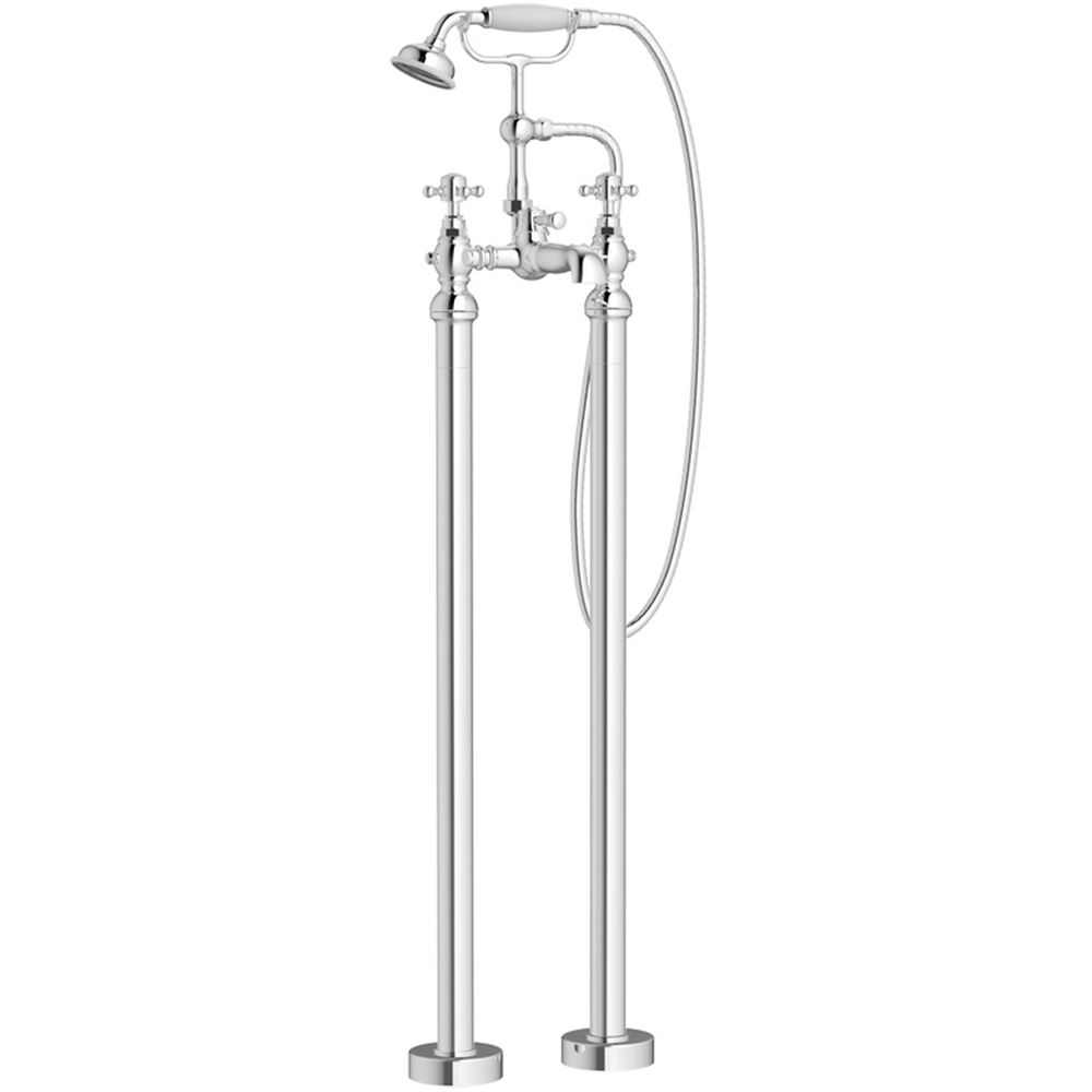 Bathstore Porto Chrome Floor Standing Bath Shower Mixer Kit Image 1