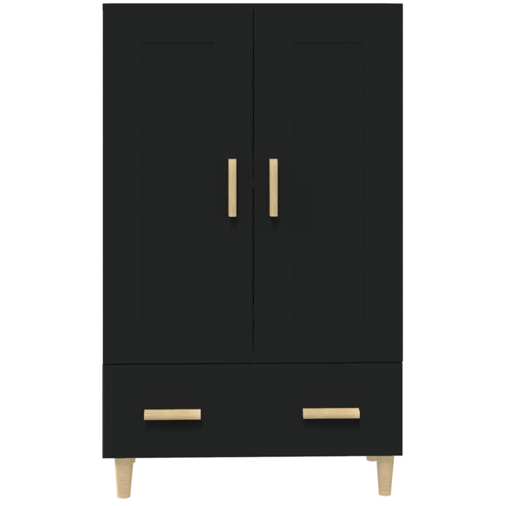 vidaXL 2 Door Single Drawer Black Highboard with Wooden Legs Image 6