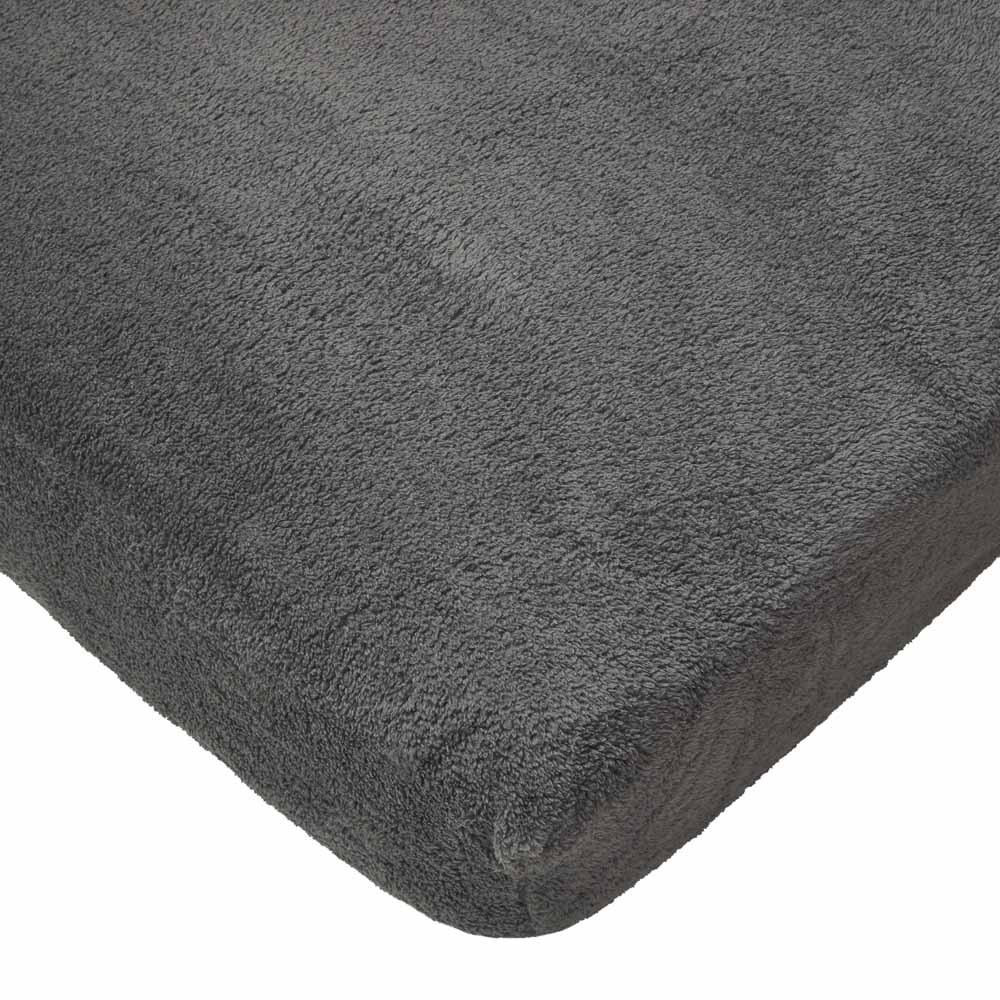 Wilko Double Charcoal Soft Teddy Fitted Sheet Image 1