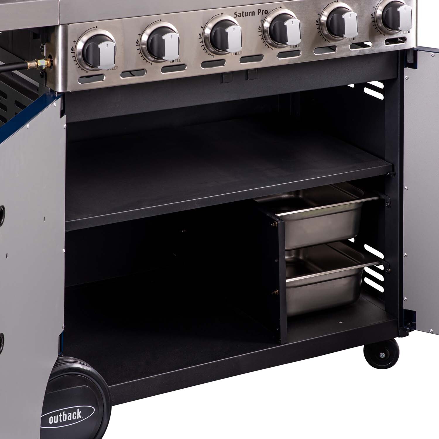 Outback Saturn Pro Blue and Silver 6 Burner Gas BBQ Image 16