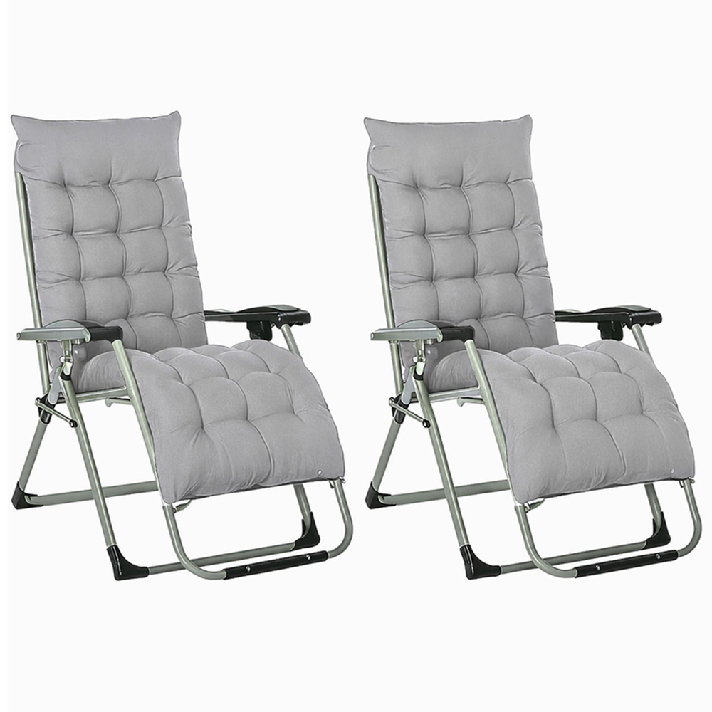 Neo Direct Grey Zero Gravity Sun Lounger with Padded Cushion Set of 2 Image 2