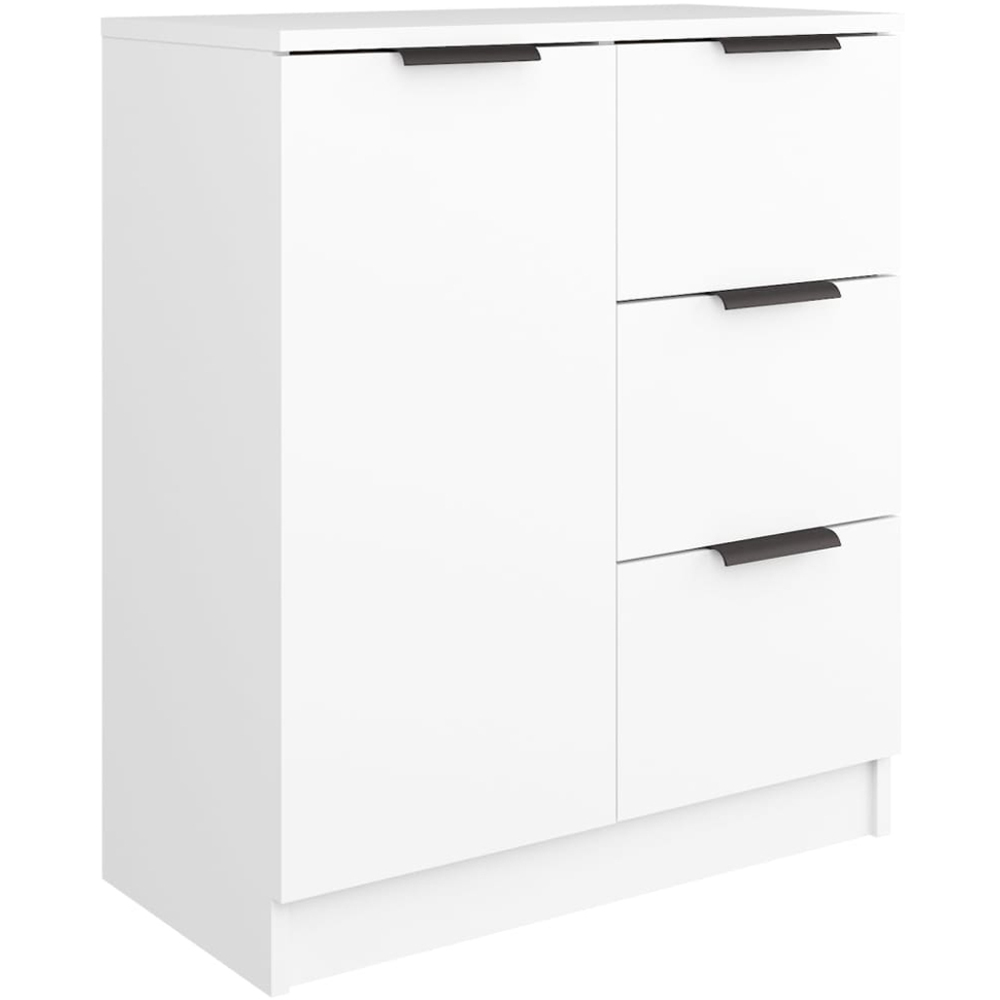 vidaXL Single Door 3 Drawer White Sideboard Set of 2 Image 6