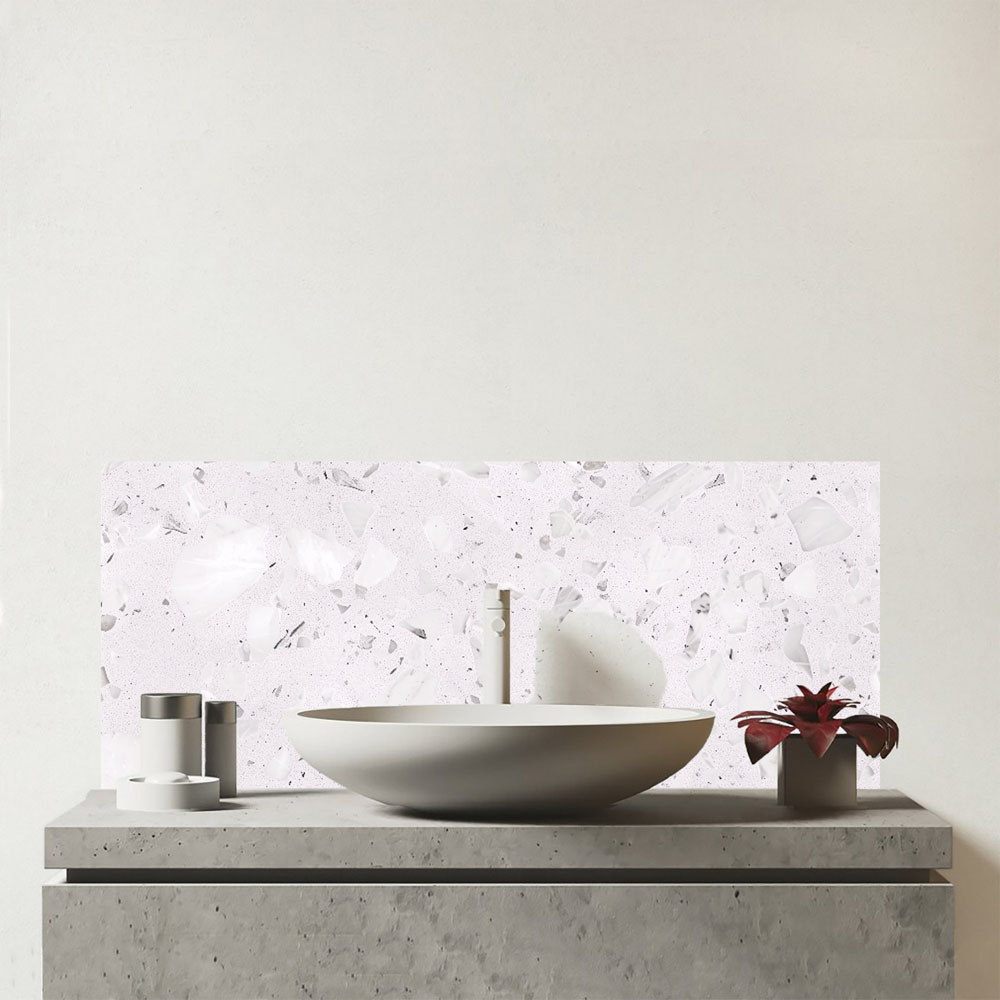 Warren Reed Designer Icy White Quartz Effect Bathroom Splashback 25 x 60cm Image 1
