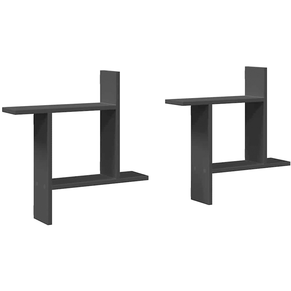 vidaXL 50 x 12 x 50cm Set of 2 Black Wall Shelf Image 1