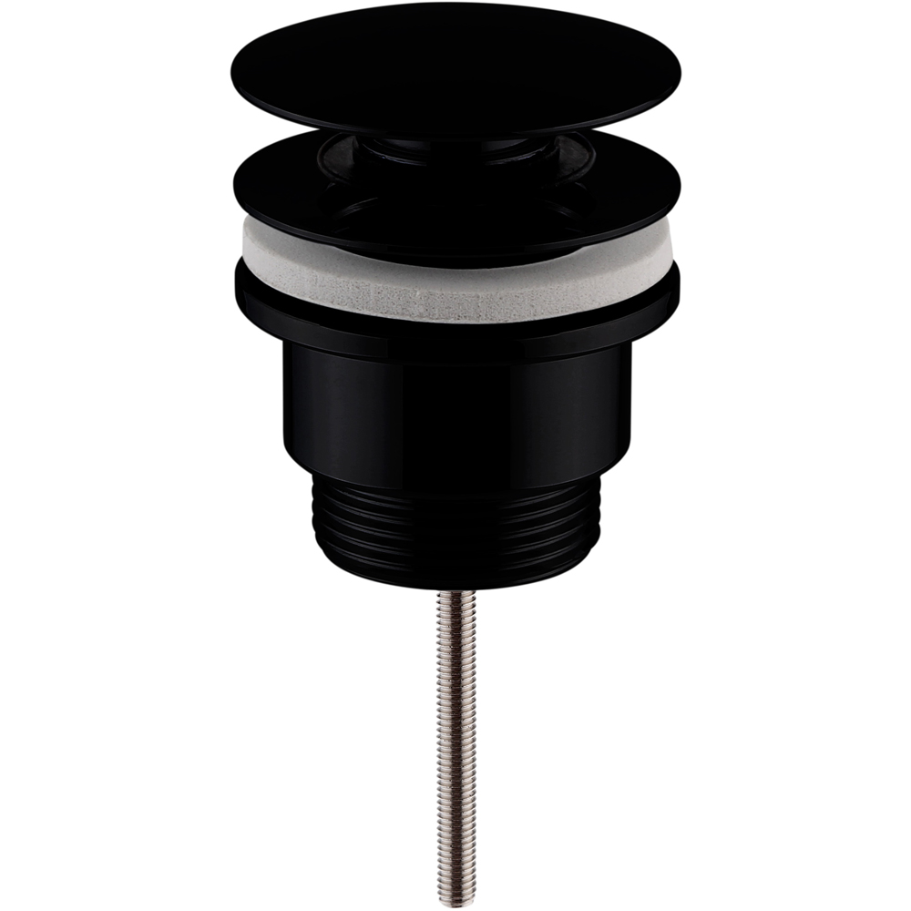 nuie Matt Black Universal Push Button Basin Waste Image 1