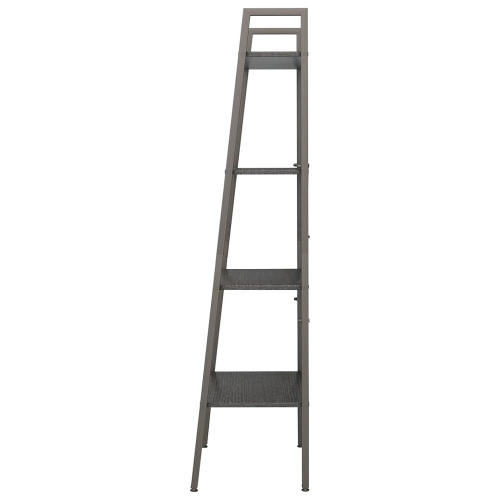 vidaXL 4 Shelf Black Wood and Steel Freestanding Bookcase Image 2