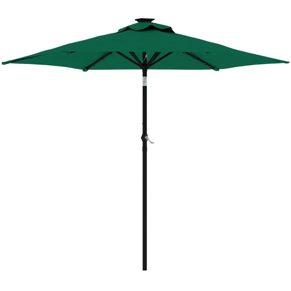 vidaXL Green LED Light Garden Parasol with Steel Pole 2.25m Image 1