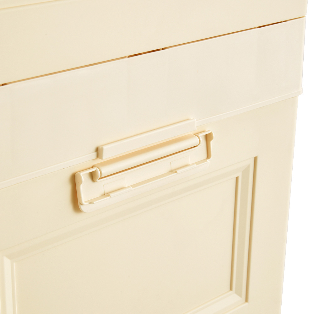 Living and Home 4 Door Cream and White Plastic Foldable Nursery Wardrobe with Wheels Image 4